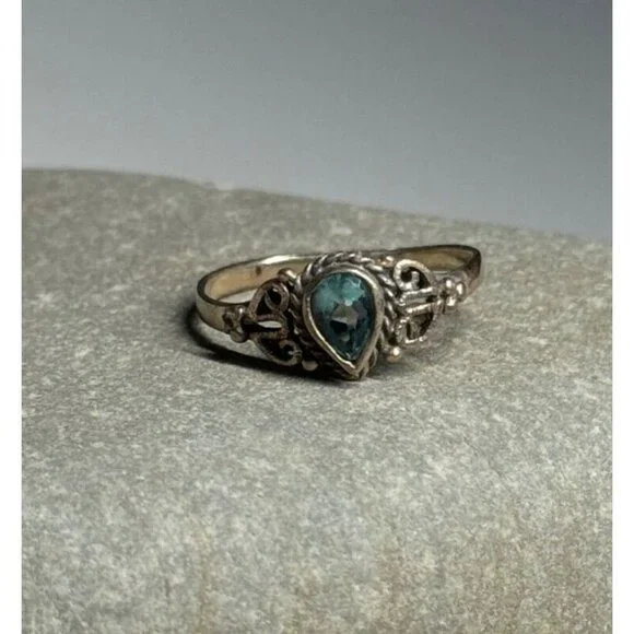 925 STERLING SILVER AQUAMARINE RING SIZE 6.5